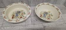 Vtg 2 Piece Royal Doulton Bunnykins Cereal Bowl Fine Bone China England