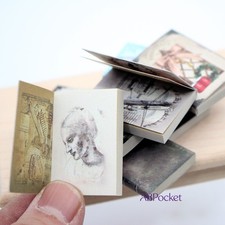 10Pcs 1/6 Scale Doll House Miniatures Flipable Book Bookshelf Retro Study Room