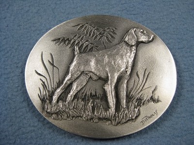 1977 DUCK HUNTER BIRD DOG RETRIEVER GOOD LAD PROD. BELT BUCKLE