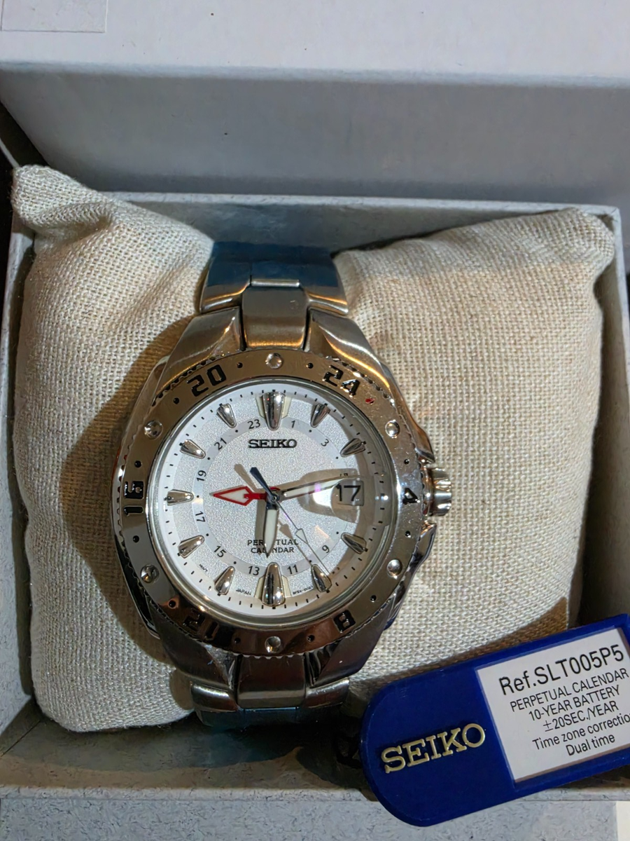 SEIKO PERPETUAL SOLAR 腕時計 本体 SEIKO PERPETUAL Calendar SLT005P1 Steel Silver Bracelet Quartz GMT