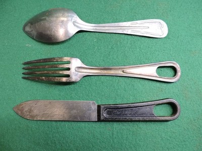 WW1 US Military Mess Kit stamped 1918, Utensils Knife, Fork and