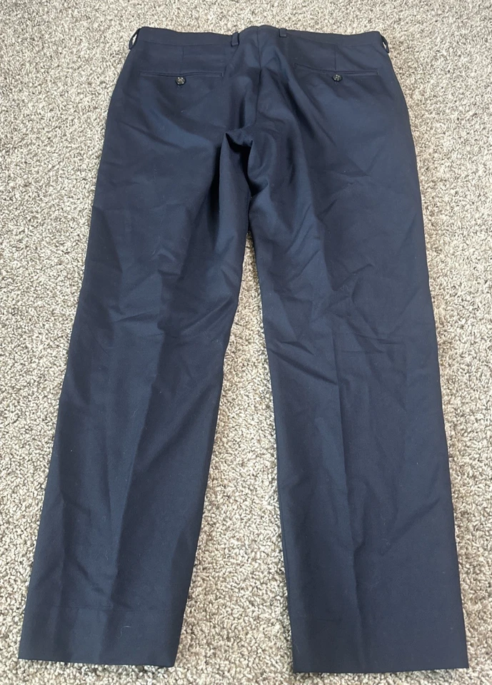 J Crew Mens Size 33 (Measure 33X28) Navy Ludlow Slim Fit Wool Dress Pants - Image 2 of 4
