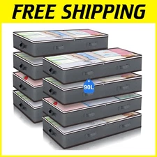 90L Under Bed Storage Bags with Clear Window, 8 Pack