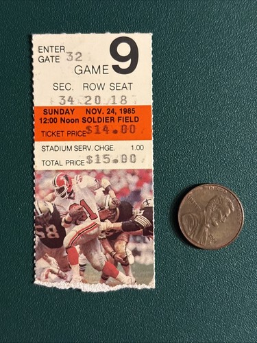 Réfrigérateur Perry TD 1985 FALCONS BEARS ticket talon WALTER PAYTON 7ème 100 yd GM - Photo 1/3