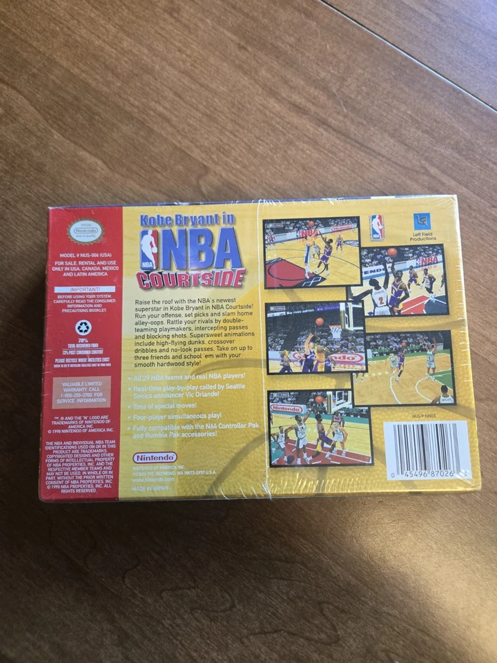 Kobe Bryant in NBA Courtside Nintendo 64 N64 1998 FACTORY SEALED NEW IN BOX - Image 2 of 4