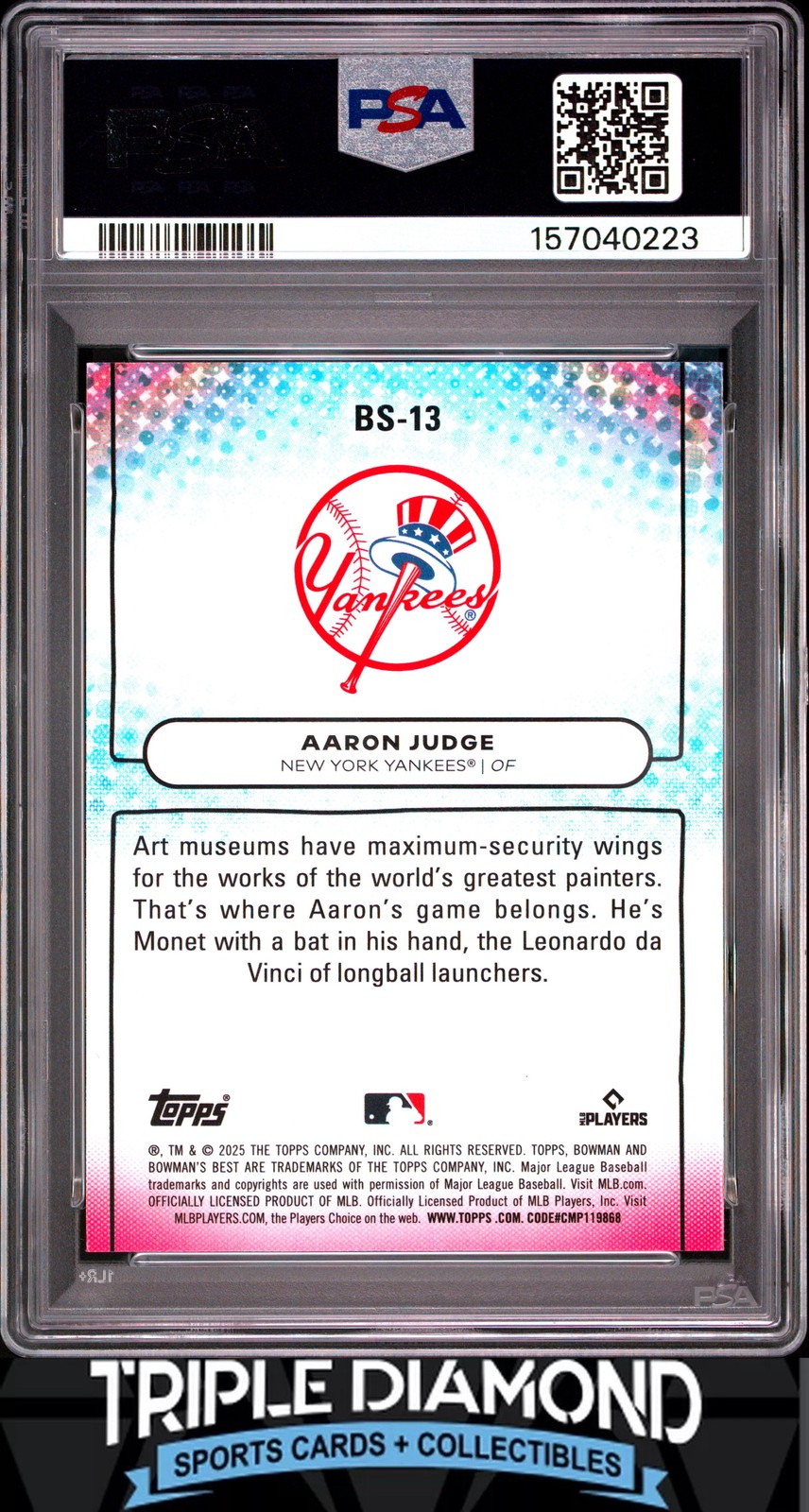 2025 Bowman's Best BS-13 Aaron Judge Bowman Showpieces PSA 10 BNB483 view 2