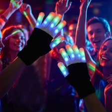 LED Rave Light Up Gloves Show Colorful Flashing Finger Gloves Age 8 Gift