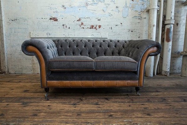 Luxus 2 Sitzer Couch Polster Sofa Textil Stoff Chesterfield Garnitur Neu Couchen-image