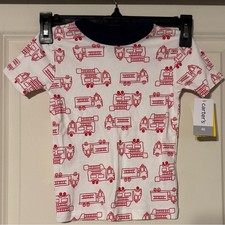 Carter's White and Red Fire Truck Pajama Set