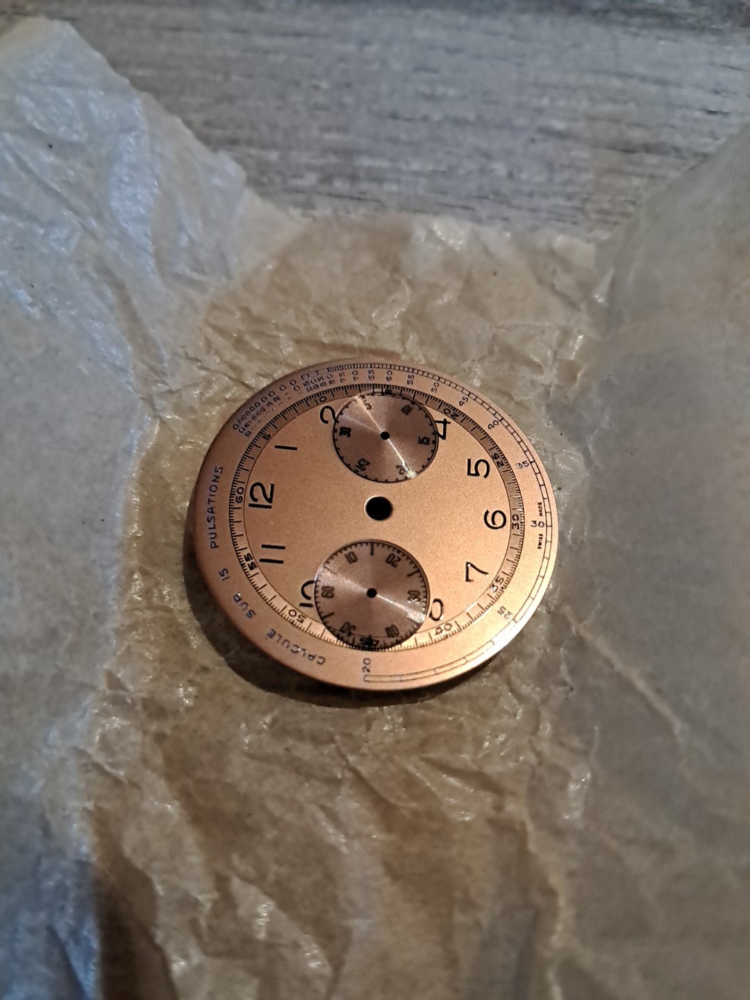 Vintage Chronograph Dial Jean Singer & Cie NOS Cadran Saumon