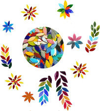 Petal Mosaic Tiles, 220PCS Hand-Cut Stained Flower Leaves Glass Tiles, Assorted