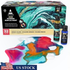 Ready to Pour Acrylic Paint Set Vibrant Colors Fast Drying Fluid Art Supplies