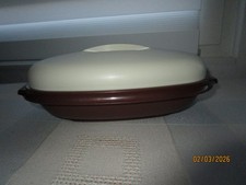 Tupperware: Siebservierer mit Siebeinsatz + Deckel, braun/beige Vintage/3-teilig