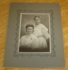 Antique Mother  Daughter Black  White Cabinet Card Photo 5" x 6-1/2"