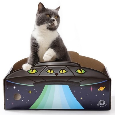 20 Inch Extra Large UFO Cardboard Cat Scratcher Box House Reversible Pad