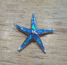 25.5MM RHODIUM-PLATED 925 SILVER INLAID OPAL HAWAIIAN STARFISH SLIDE PENDANT
