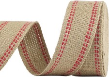 Red Jute Webbing 2 Inch Upholstery Webbing Jute Webbing Burlap with Red Stitchin