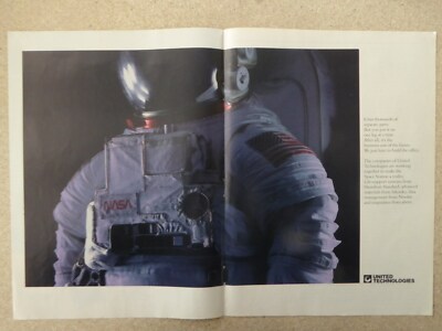 10/87 PUB UNITED TECHNOLOGIES SPACE STATION SUIT ASTRONAUT HAMILTON SIKORSKY AD