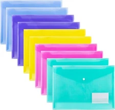 Amazon Basics Plastic Envelopes for A4 & Letter Paper with Snap Button, 10-Pack