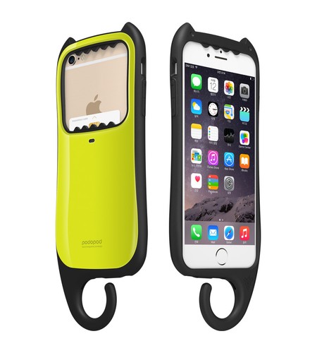 myCat iPhone 6/6s Plus 5.5” Cover Case Card Pocket Hanger KOREA - Yellow Lime - Picture 1 of 12