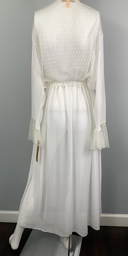 FLORA NIKROOZ Robe IVORY LINGERIE Long Sheer Lace Gown NWT Large/XL - Picture 6 of 15