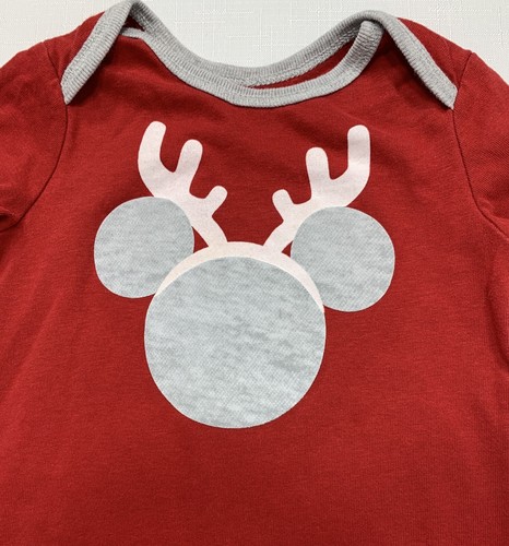 Disney Baby 12 Months Red Mickey Mouse Reindeer Christmas Holiday Romper - Bild 2 von 6