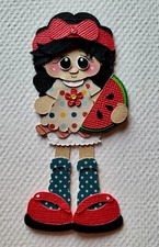 August Mini Calendar Girl Black Hair. Scrapbook, Card making Paper Piecing