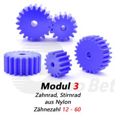 Zahnräder Modul 3 aus Kunststoff gefräst 12 bis 60 Zähne Stirnrad Nylon Plastik