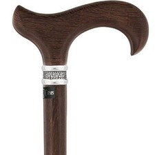 Genuine Wenge Wood Derby Walking Cane With Wenge Shaft And Pewter Collar
