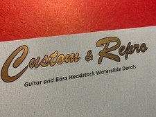 Vintage Reproduction Guitar Headstock Waterslide Metallic Decals Two per orderV