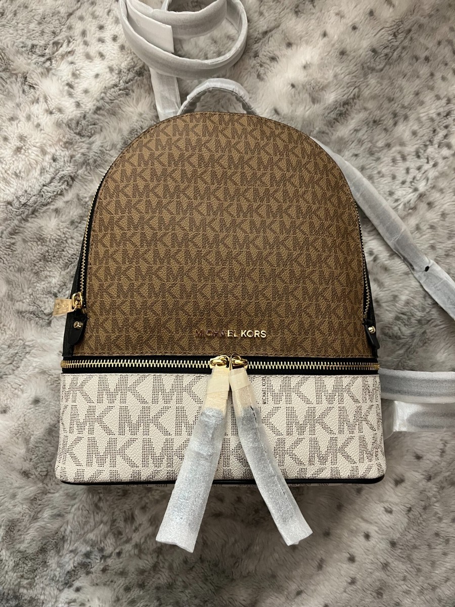 Michael Kors Signature Medium Rhea Zip Backpack in Musk Multi MSRP