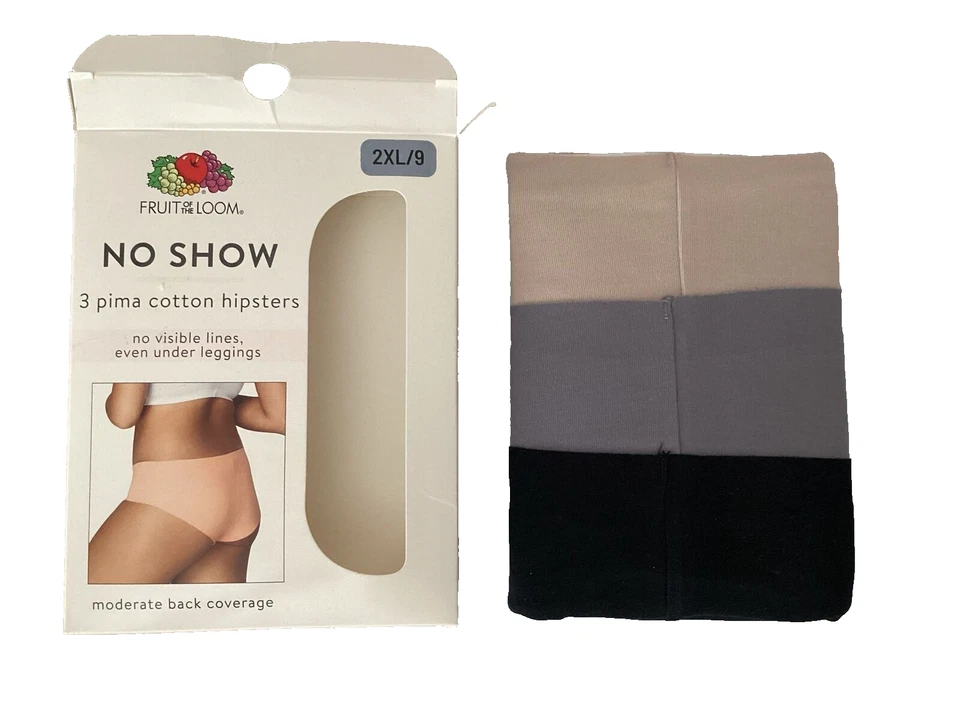 FRUIT OF THE LOOM 3 Pares NO SHOW PIMA ALGODÓN HIPSTERS Bragas Talla 2XL/9* Foto 2 de 4
