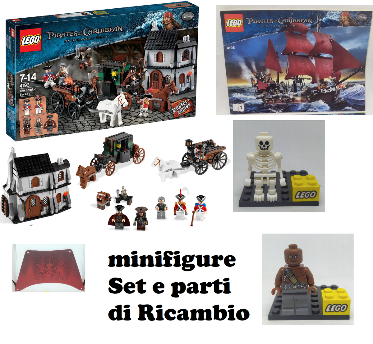 LEGO ® PIRATI DEI CARAIBI SET ORIGINALI MINIFIGURE E PARTI DI