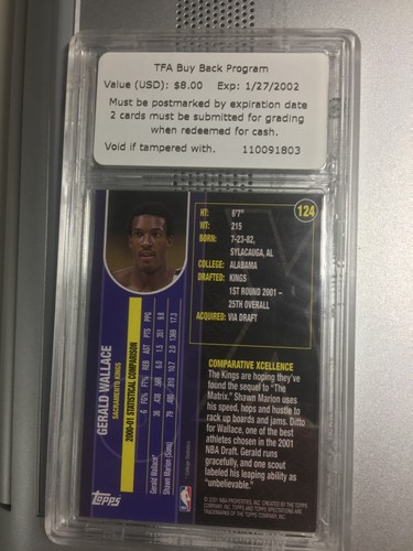 Gerald Wallace 2001 Topps Xpectations #124 GRADED MINT 9 FINAL AUTHORITY - Picture 3 of 5
