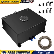 20 Gallon Sliver Aluminum Fuel Cell Gas Tank+Cap+Level Sender+Fuel Line Kit