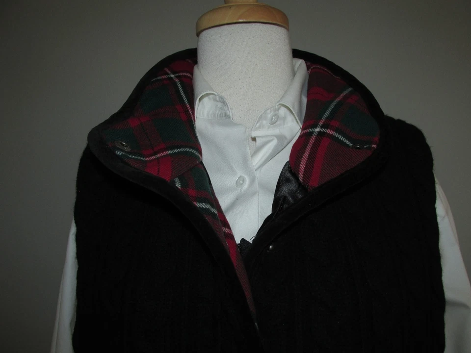 Chaleco Pendleton Mujer Talla L Rojo a Cuadros y Negro Lana Cable Frontal Foto 3 de 4