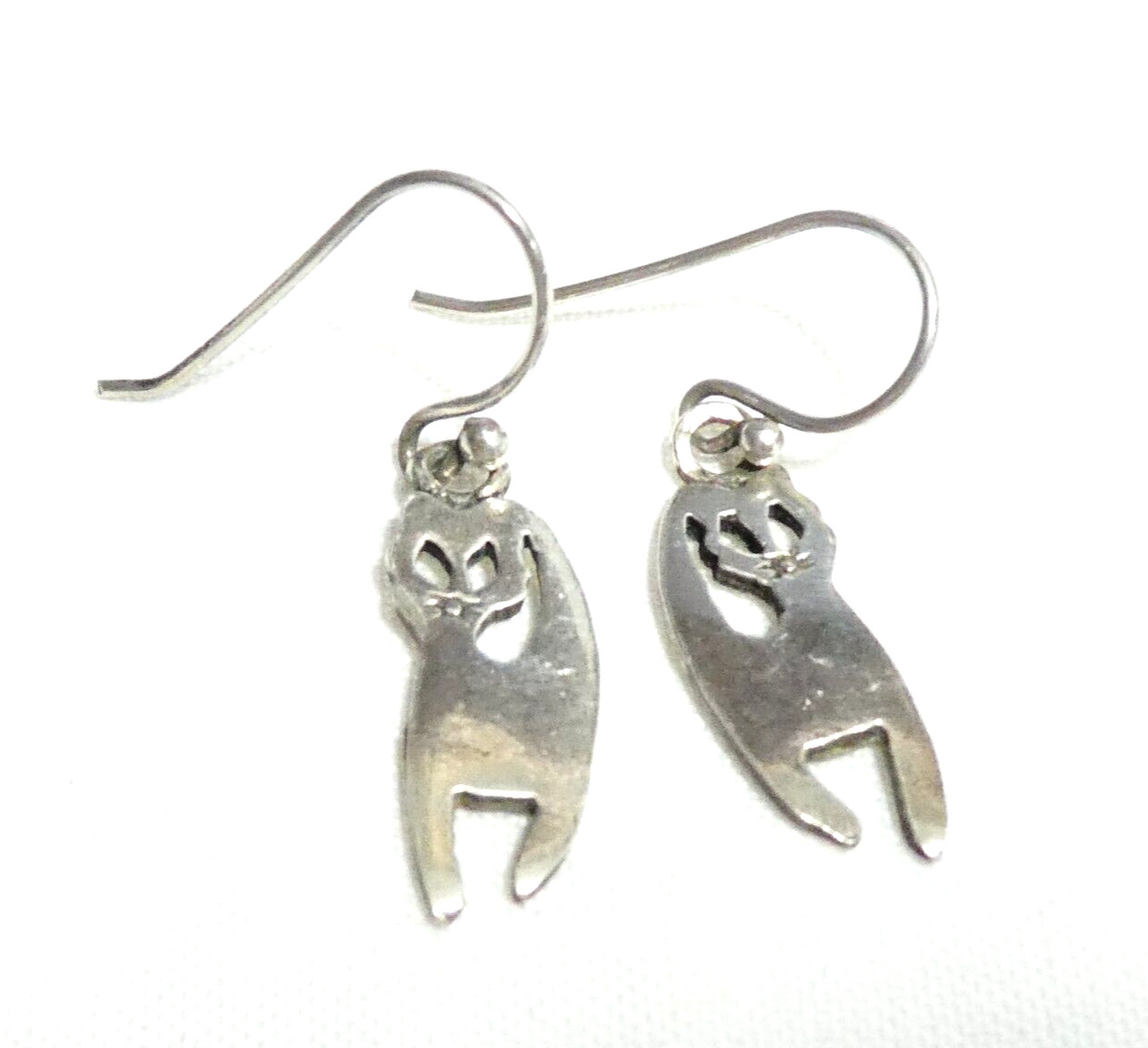 PRETTY Small Silver 925 Solid Little Cat Drop Dan… - image 3