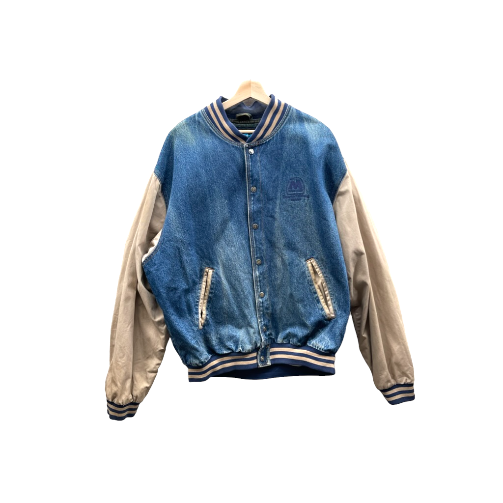 Vintage 1990's Tri-Mountain Marathon Two-Tone Denim Varsity