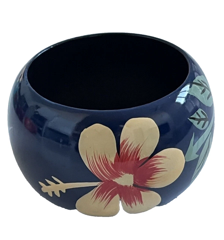 Brazalete Brazalete Madera Boho Pintado a Mano Pulsera Para Mujer - Azul. Foto 3 de 4