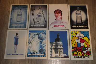 8 PROMOCARD ABSOLUTE VODKA: BOWIE CANNES RUIZ DE LA PRADA BRITTO MOBILE AVARICE