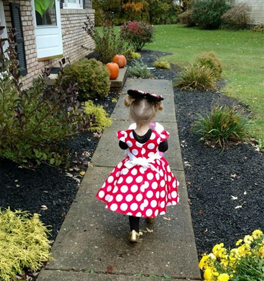 Vestido DH Niñas Pequeñas Mangas Gorra Falda Vintage Lunares Con Diadema 2-10 Años Foto 3 de 4