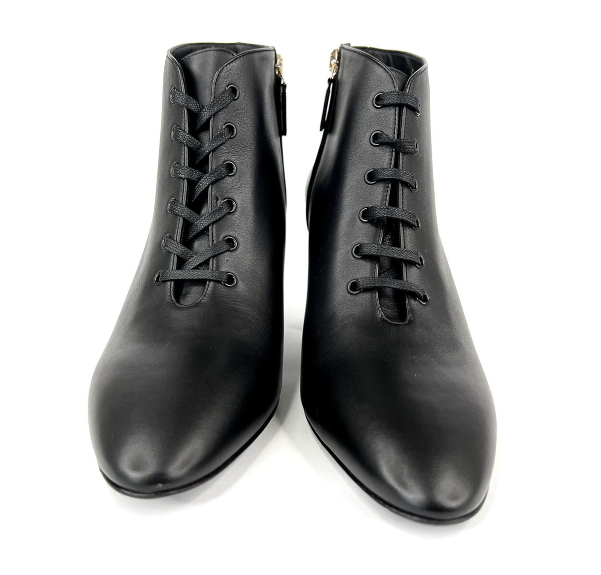 【関税&送料込】Ferragamo Black Leather Lace-Up Boot SALVATORE FERRAGAMO Antila Lace Up Black Leather Side Zip