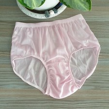 Vintage Sheer Nylon Panty Pink Granny Double Gusset Brief Size 7/L Hip 37-40"