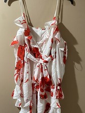 Fashion Nova Women’s  Size L  White &￼ Orange Dress  Summer Spring