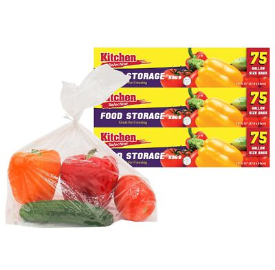 #ad 1 Gallon Size Food Storage Bags with Twist Ties 225 Bags 3 Boxes of 75 Bags New $27.45