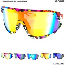 WHOLESALE LOT Men Sport Wrap Around Cycling Fishing Golfing SUN GLASSES 12 Pairs