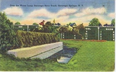 Saratoga Race Track, Steeple Chase, Over The Water Jump Vintage Post Card