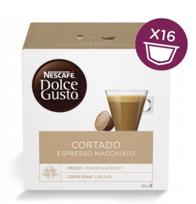 NESCAFE DOLCE GUSTO CAPSULES - CORTADO ESPRESSO MACCHIATO - 16 PODS - 16 COFFEE 