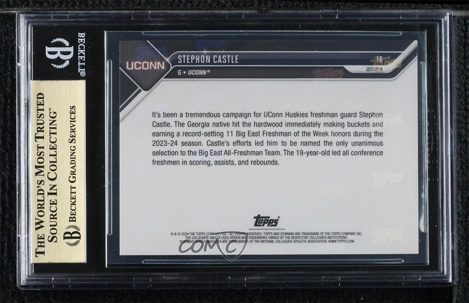 2023 Bowman U Now NCAA March Madness Online Exclusive Stephon Castle #16 BGS 10 - Image 2 of 2