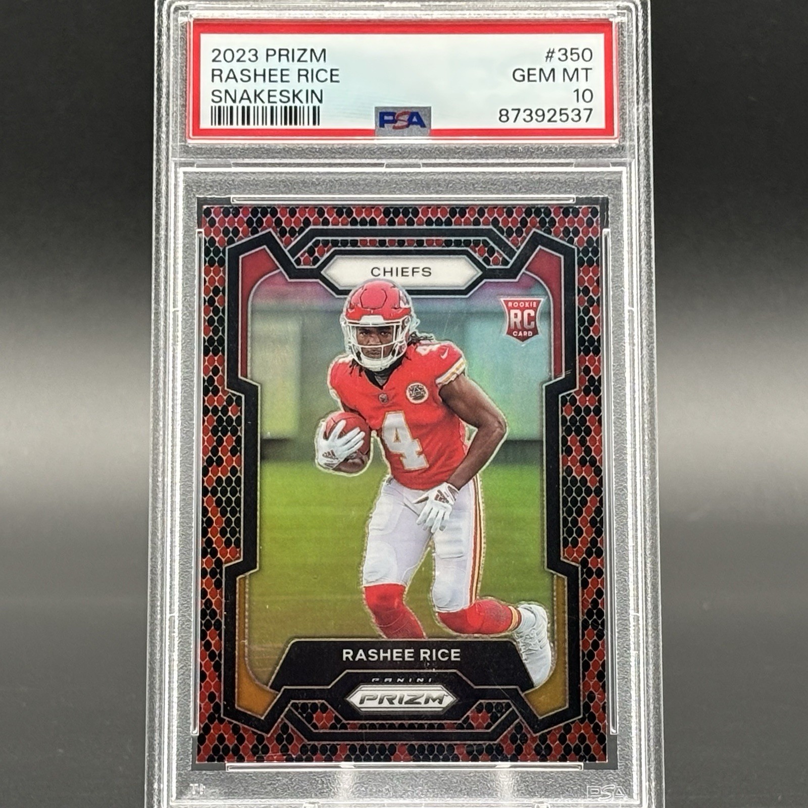 Rashee Rice Snakeskin Prize PSA 10 2023 Prizm Snakeskin #350 Kansas City Chiefs